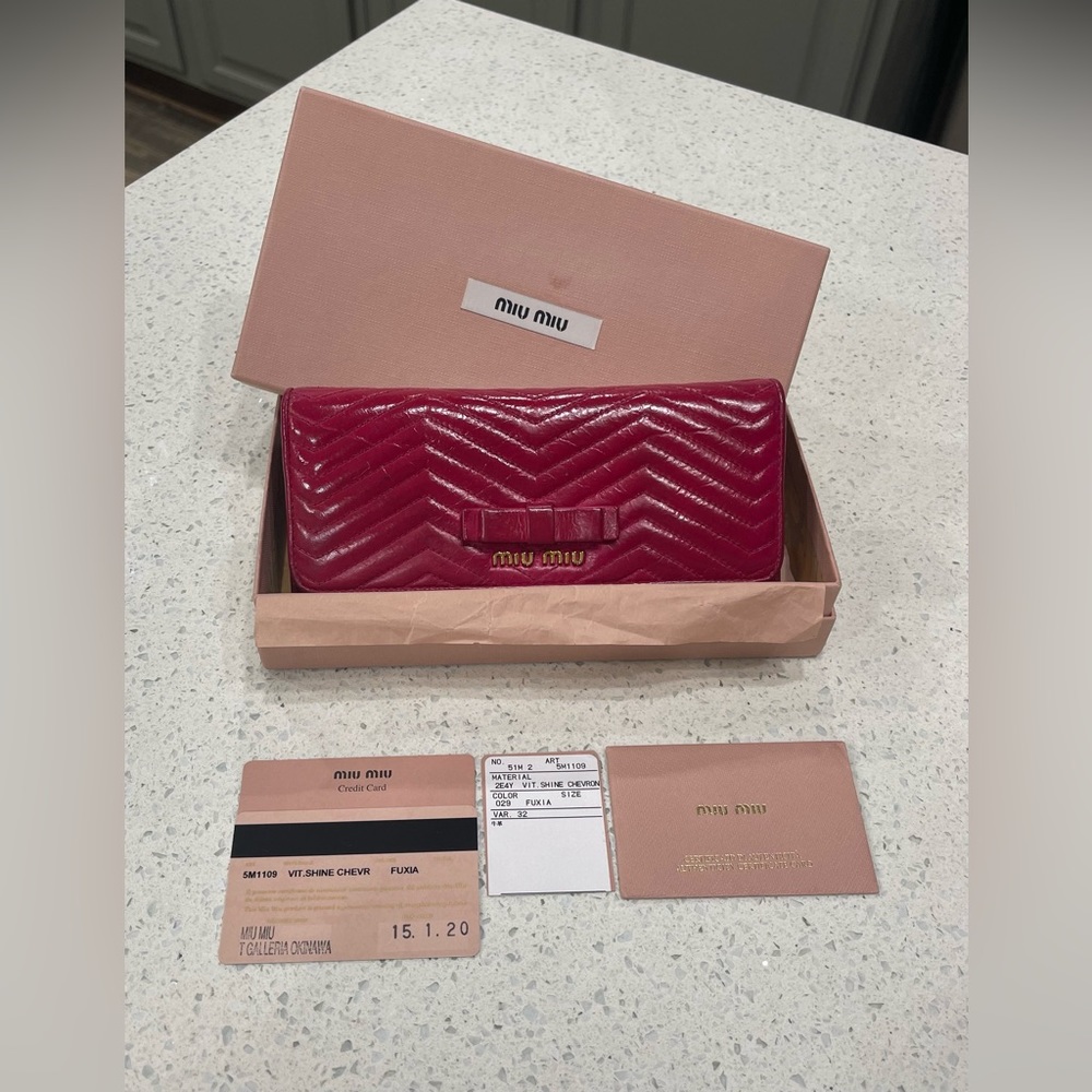 Miu Miu Chevron Leather Long Wallet